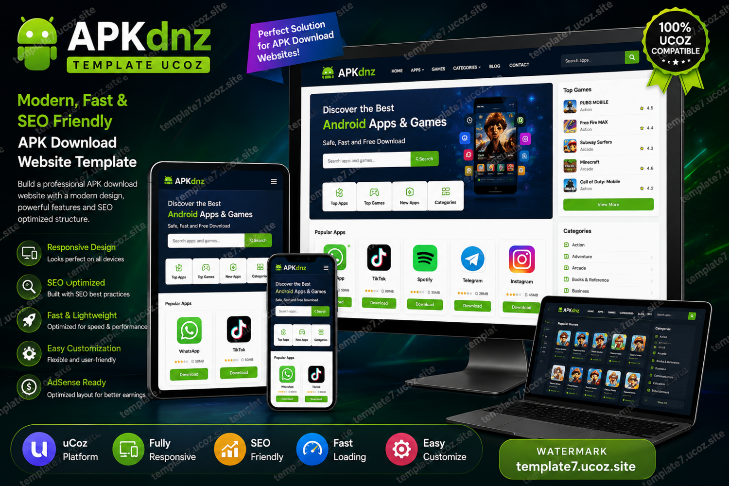 Top APKdnz uCoz Template for App Sharing Portals – Ultra Light and SEO Optimized
